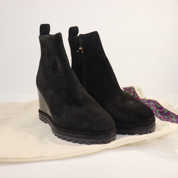 Tory Burch Black Suede Wedge Boots 6.5M – New w/ Dust Bag - Picture 1 of 6